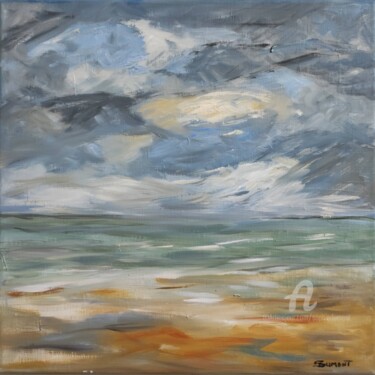 Peinture intitulée "Plage de Luc-sur-Mer" par Sophie Dumont, Œuvre d'art originale, Huile