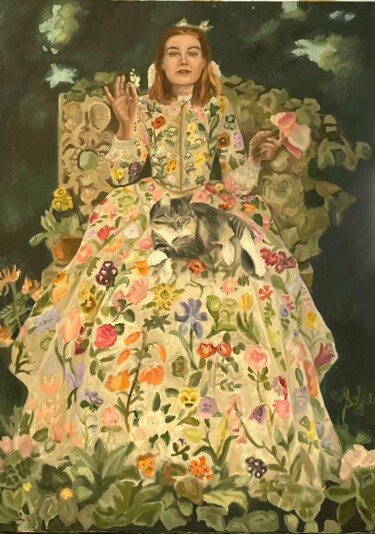 Картина под названием "Portrait fantaisiste" - Sophie Fournier, Подлинное произведение искусства, Масло Установлен на Деревя…