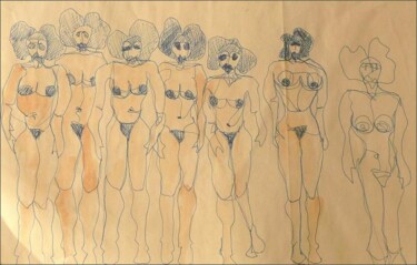 Dessin intitulée "les clones 2" par Sophie Hoang Trong, Œuvre d'art originale