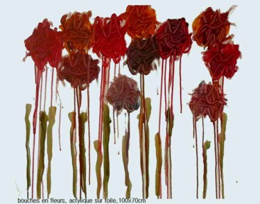 Peinture intitulée "bouche-en-fleurs-ca…" par Sophie Hoang Trong, Œuvre d'art originale