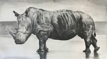 Dessin intitulée "Portrait Rhinocéros" par Sophie La Loggia, Œuvre d'art originale, Graphite