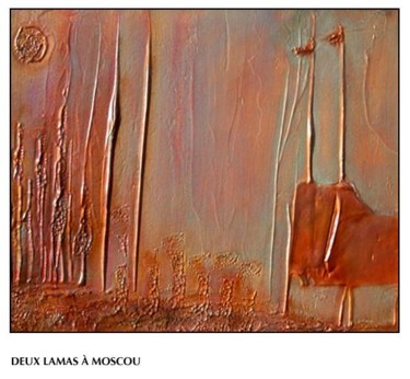 Painting titled "DEUX LAMAS A MOSCOU" by Sophie Lambert, Original Artwork