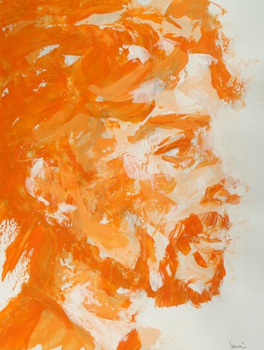 Pittura intitolato "Profil orange" da Sophie Maillard (Sophie Mai), Opera d'arte originale, Gouache