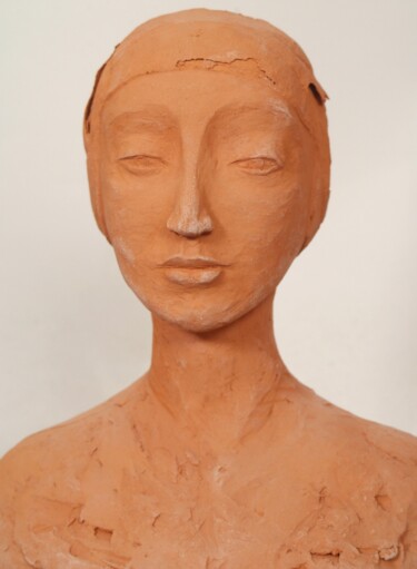 Sculpture intitulée "Buste grès rouge" par Sophie Maillard (Sophie Mai), Œuvre d'art originale, Terre cuite