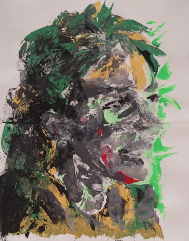 Peinture intitulée "Profil vert" par Sophie Maillard (Sophie Mai), Œuvre d'art originale, Gouache