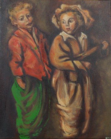 Painting titled "Petits musiciens" by Sophie Maillard (Sophie Mai), Original Artwork, Oil Mounted on Wood Stretcher frame