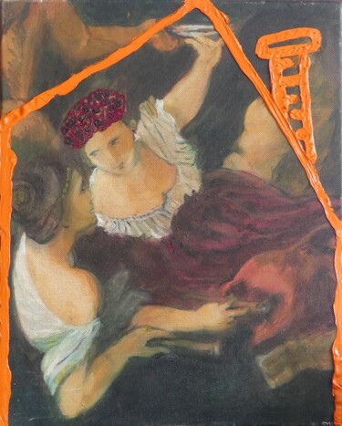Painting titled "Deux femmes" by Sophie Maillard (Sophie Mai), Original Artwork, Oil Mounted on Wood Stretcher frame