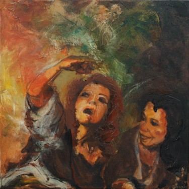 Schilderij getiteld "Deux enfants" door Sophie Maillard (Sophie Mai), Origineel Kunstwerk, Olie Gemonteerd op Frame voor hou…