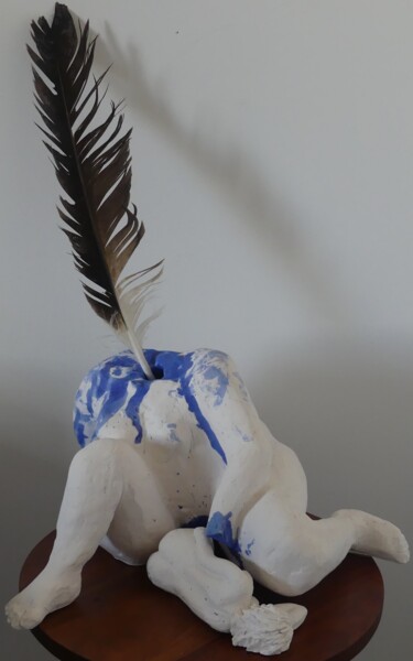 Skulptur mit dem Titel "Femme encrier" von Sophie Maillard (Sophie Mai), Original-Kunstwerk, Terra cotta
