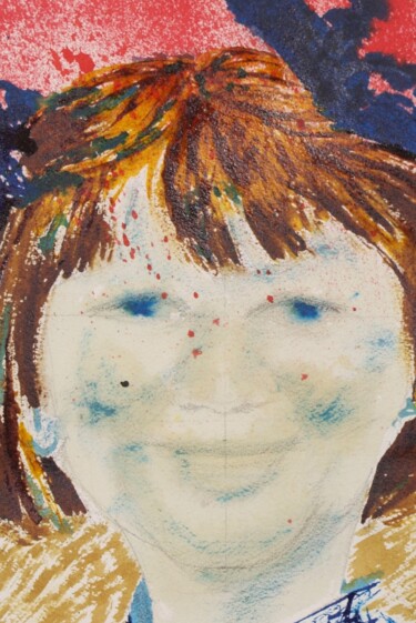 Schilderij getiteld "Mère-enfant" door Sophie Maillard (Sophie Mai), Origineel Kunstwerk, Inkt Gemonteerd op Karton