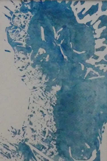 Druckgrafik mit dem Titel "Silhouette  bleue" von Sophie Maillard (Sophie Mai), Original-Kunstwerk, Holzschnitt