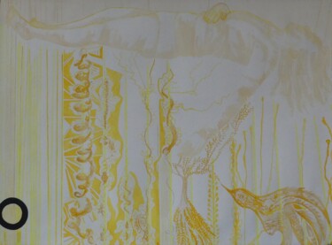 Pittura intitolato "Lévitation ocre" da Sophie Maillard (Sophie Mai), Opera d'arte originale, Acquarello