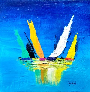 Painting titled "236-bateaux15a.jpg" by Sophine, Original Artwork, Acrylic