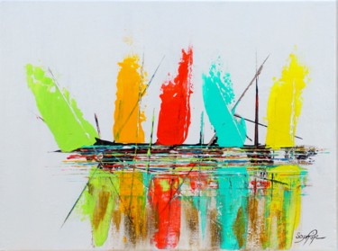 Peinture intitulée "221-bateaux1.jpg" par Sophine, Œuvre d'art originale, Acrylique