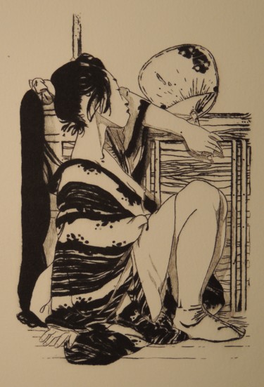 Incisioni, stampe intitolato "Geisha II" da Soraya Boullic, Opera d'arte originale, incisione