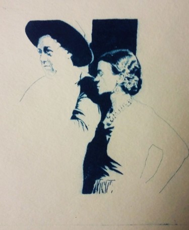 Prenten & gravures getiteld "Frida et Diego II" door Soraya Boullic, Origineel Kunstwerk