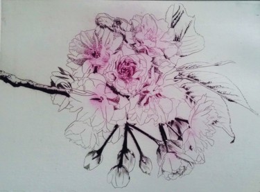 Gravures & estampes intitulée "Fleurs de cerisier" par Soraya Boullic, Œuvre d'art originale