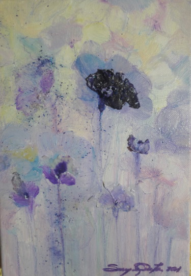 Painting titled "LILAS" by Soraya Quintana Quiñones, Original Artwork, Acrylic Mounted on Wood Stretcher frame