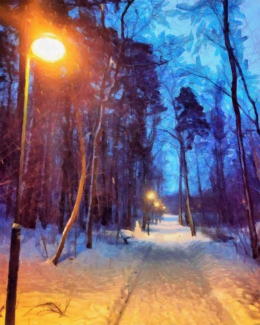 Digitale Kunst mit dem Titel ""Stockholm, snowfal…" von So_orex, Original-Kunstwerk, Digitale Malerei