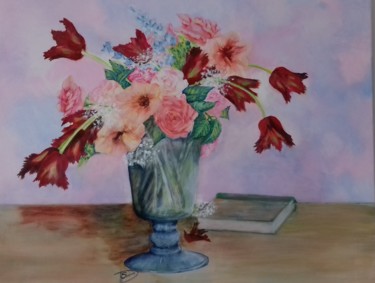 Painting titled "Bouquet de printemps" by Thérèse Soriano, Original Artwork, Acrylic Mounted on Wood Stretcher frame