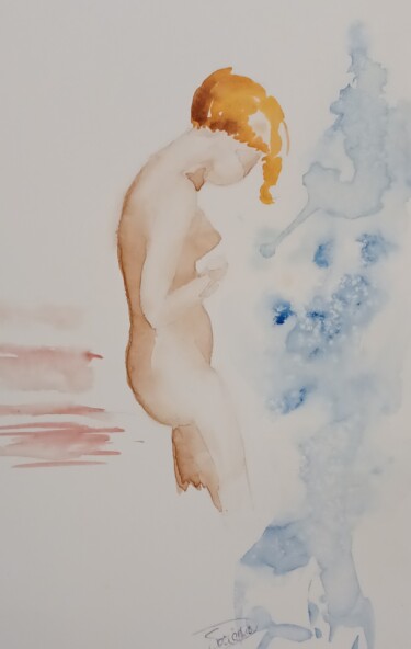 Painting titled "Douchée !" by Thérèse Soriano, Original Artwork, Watercolor