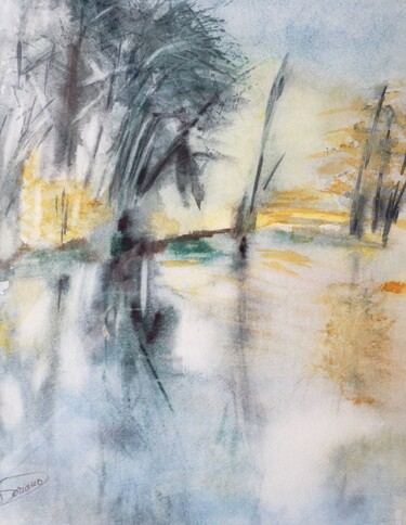 Peinture intitulée "Soleil matinal sur…" par Thérèse Soriano, Œuvre d'art originale, Aquarelle Monté sur Châssis en bois