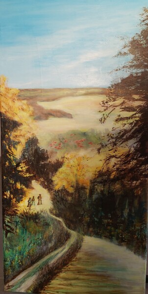Painting titled "Chemin de Beauregard" by Thérèse Soriano, Original Artwork, Acrylic Mounted on Wood Stretcher frame