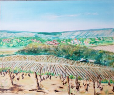 Painting titled "Chablis" by Thérèse Soriano, Original Artwork, Acrylic Mounted on Wood Stretcher frame