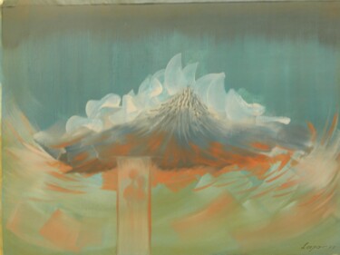 Painting titled "Volcano" by Sorin Niculae Lazar, Original Artwork, Oil