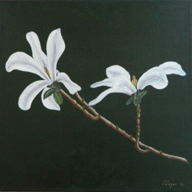 Painting titled "magnolias-1" by Sorin Niculae Lazar, Original Artwork, Oil