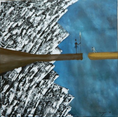 Painting titled "Sentinel" by Sorin Niculae Lazar, Original Artwork, Oil Mounted on Wood Stretcher frame