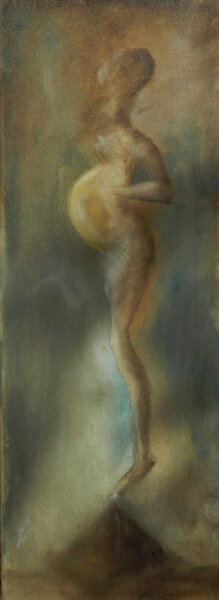 Painting titled "Maternity" by Sorin Niculae Lazar, Original Artwork, Oil Mounted on Wood Stretcher frame
