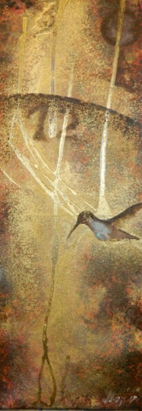 Картина под названием "Colibri-and-the-cag…" - Sorin Niculae Lazar, Подлинное произведение искусства, Масло Установлен на Де…