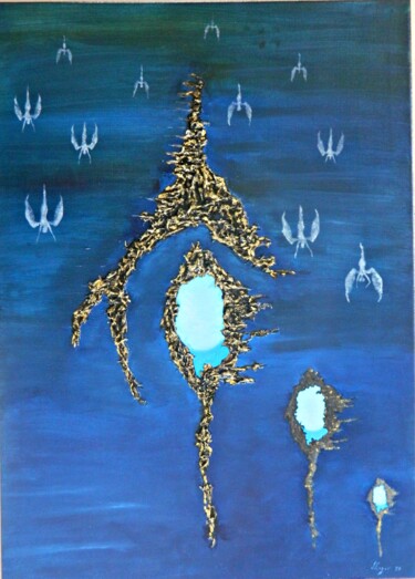 Картина под названием "The fall of the ang…" - Sorin Niculae Lazar, Подлинное произведение искусства, Масло Установлен на Де…