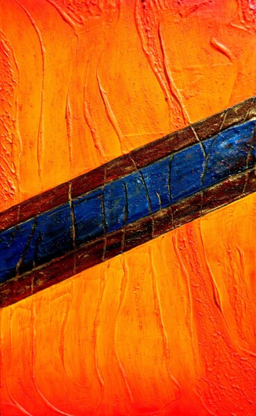绘画 标题为“Blue on fire” 由Sorin Niculae Lazar, 原创艺术品, 油 安装在木质担架架上