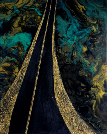 Painting titled "Road to the stars" by Sorin Niculae Lazar, Original Artwork, Acrylic Mounted on Wood Stretcher frame