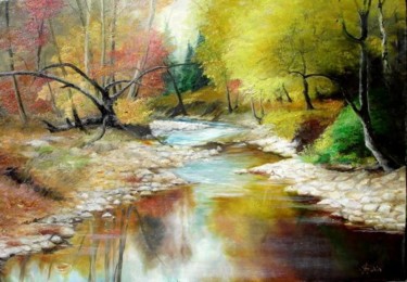 Painting titled "Autumn" by Sorinapostolescu, Original Artwork, Oil