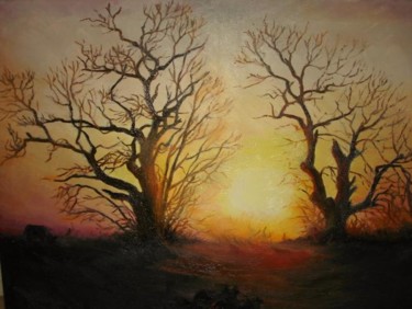 Painting titled "Sunset" by Sorinapostolescu, Original Artwork, Oil