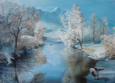 Картина под названием "Quaiet Ice" - Sorinapostolescu, Подлинное произведение искусства, Масло