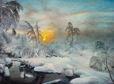 Painting titled "After Winter Storm" by Sorinapostolescu, Original Artwork, Oil