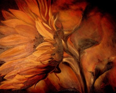 Painting titled "Dark Sunflower" by Sorinapostolescu, Original Artwork, Oil
