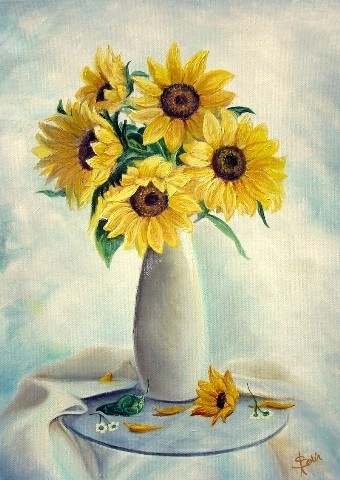 Painting titled "Flowers for You" by Sorinapostolescu, Original Artwork, Oil