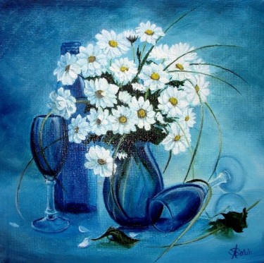 Painting titled "Daisies" by Sorinapostolescu, Original Artwork, Oil