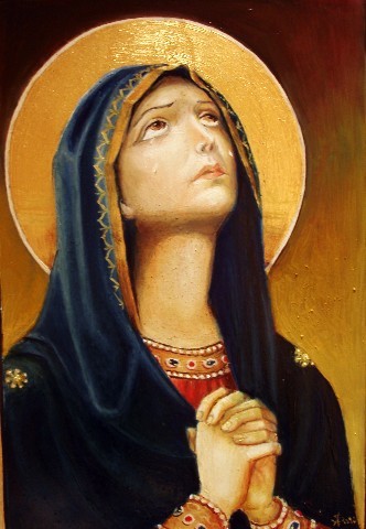 Schilderij getiteld "Sf. Mary Icon" door Sorinapostolescu, Origineel Kunstwerk