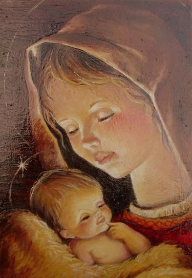 Painting titled "Madona" by Sorinapostolescu, Original Artwork, Oil
