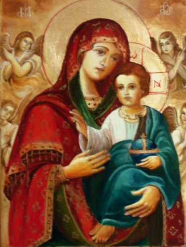 Painting titled "Mary and Child" by Sorinapostolescu, Original Artwork, Oil
