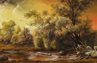 Painting titled "Twilight" by Sorinapostolescu, Original Artwork, Oil