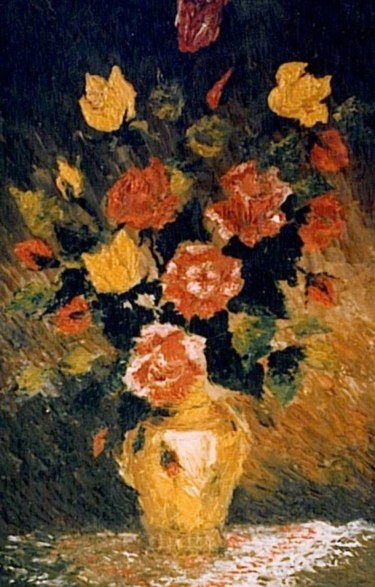 Painting titled "Roses" by Sorinapostolescu, Original Artwork, Oil