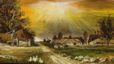 Картина под названием "Sunset" - Sorinapostolescu, Подлинное произведение искусства, Масло