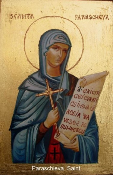 Painting titled "Paraschieva Icon" by Sorinapostolescu, Original Artwork, Oil